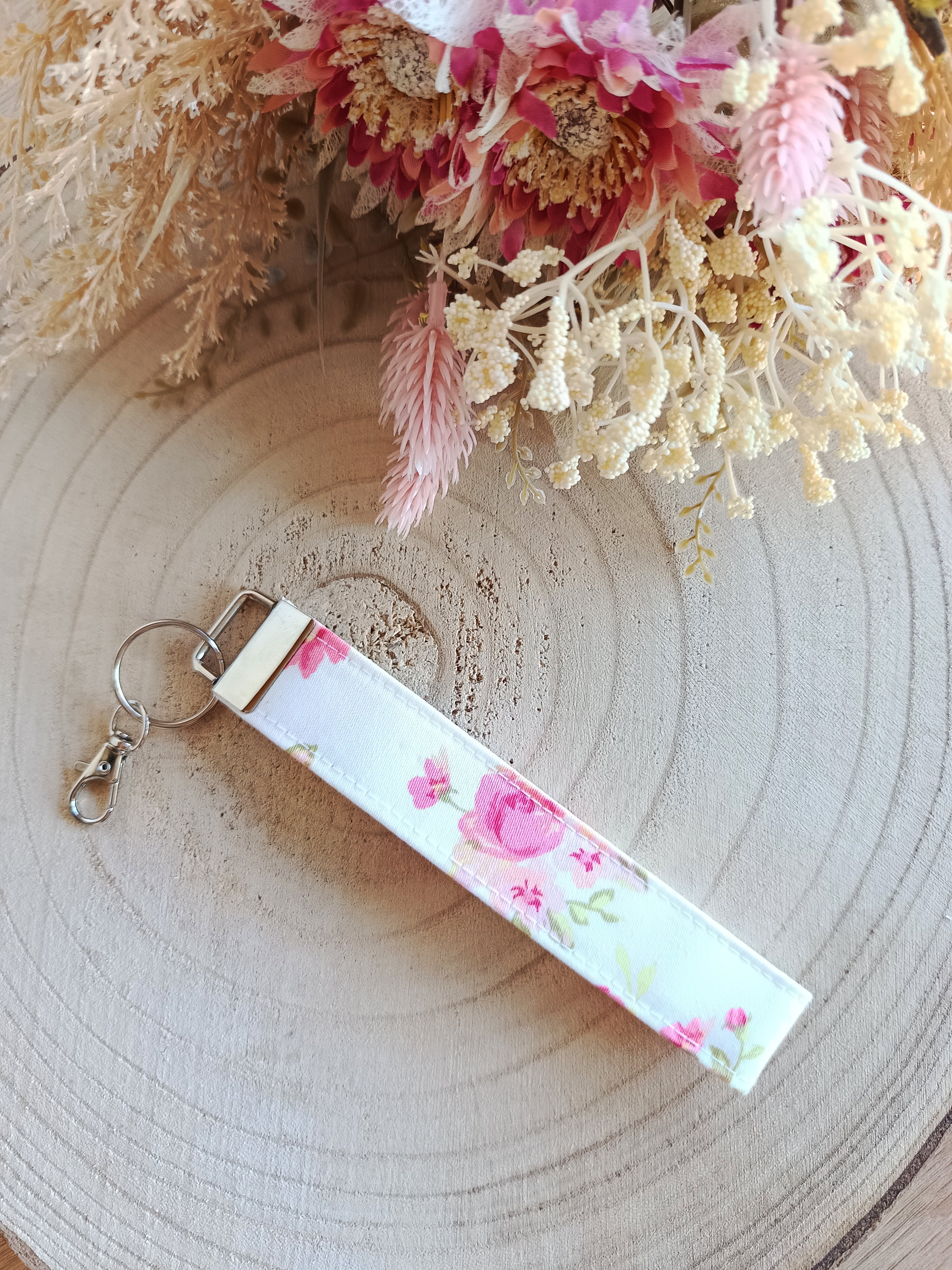 Porte Clefs - Fleurs Roses