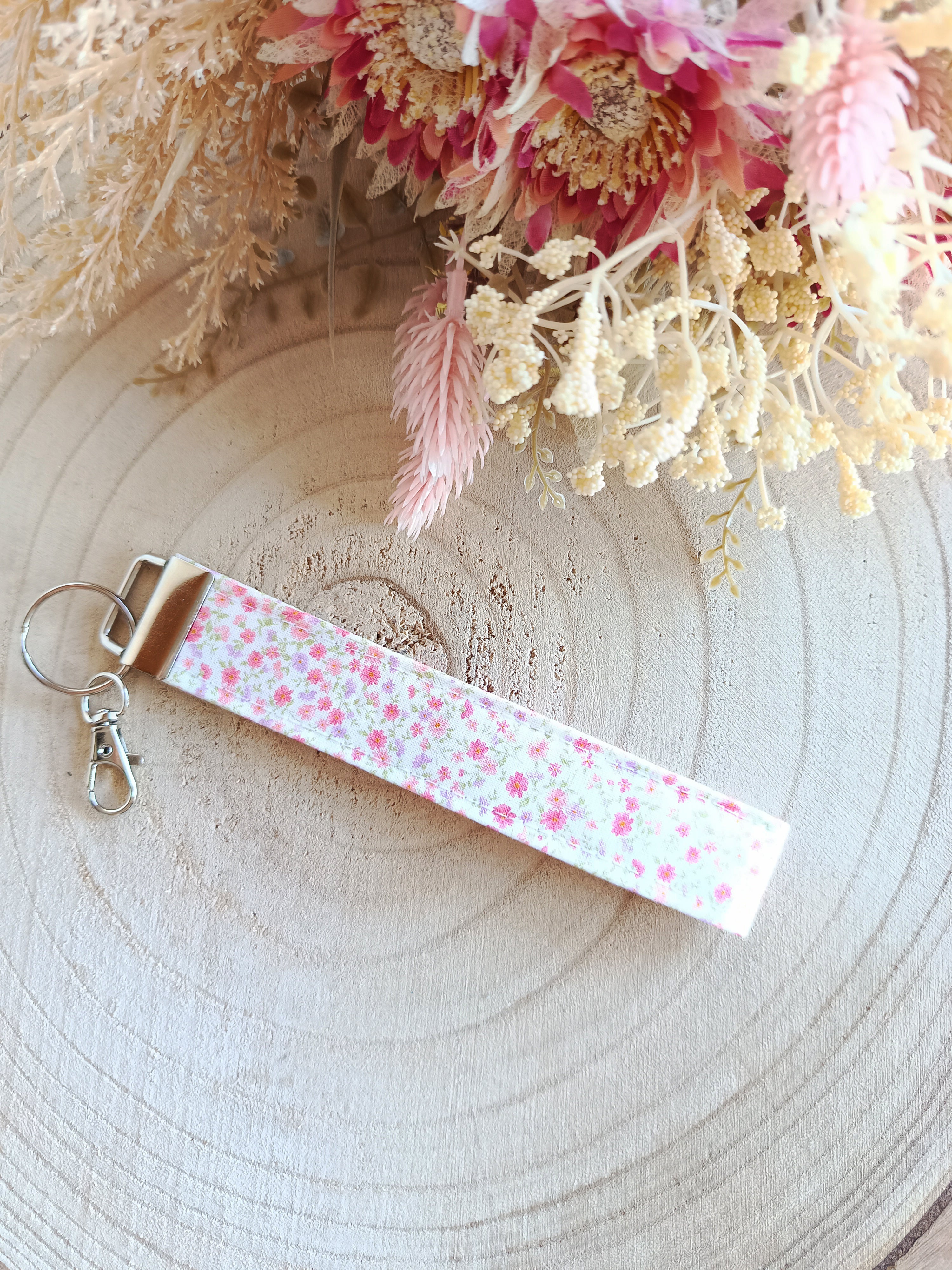 Porte Clefs - Mini Fleurs Roses & Parmes